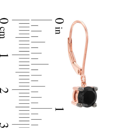 1.5 CT. T.W. Enhanced Black Diamond Solitaire Drop Earrings in 10K Rose Gold