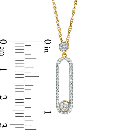 0.2 CT. T.W. Natural Diamond Vertical Elongated Oval Pendant in 10K Yellow Gold