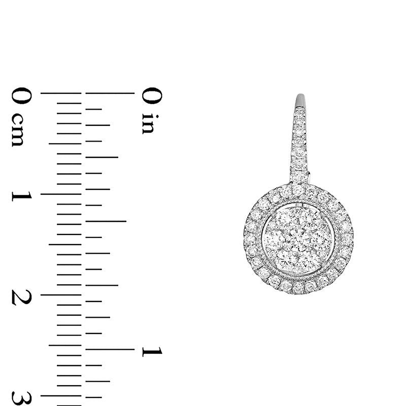 1 CT. T.W. Composite Diamond Frame Vintage-Style Drop Earrings in 14K White Gold