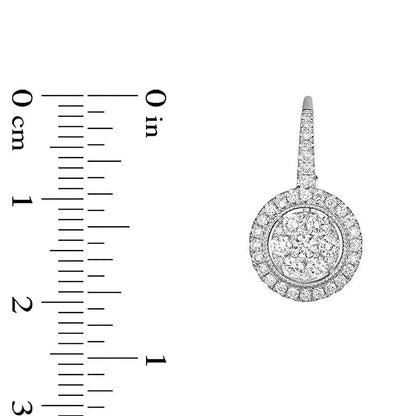 1 CT. T.W. Composite Diamond Frame Vintage-Style Drop Earrings in 14K White Gold