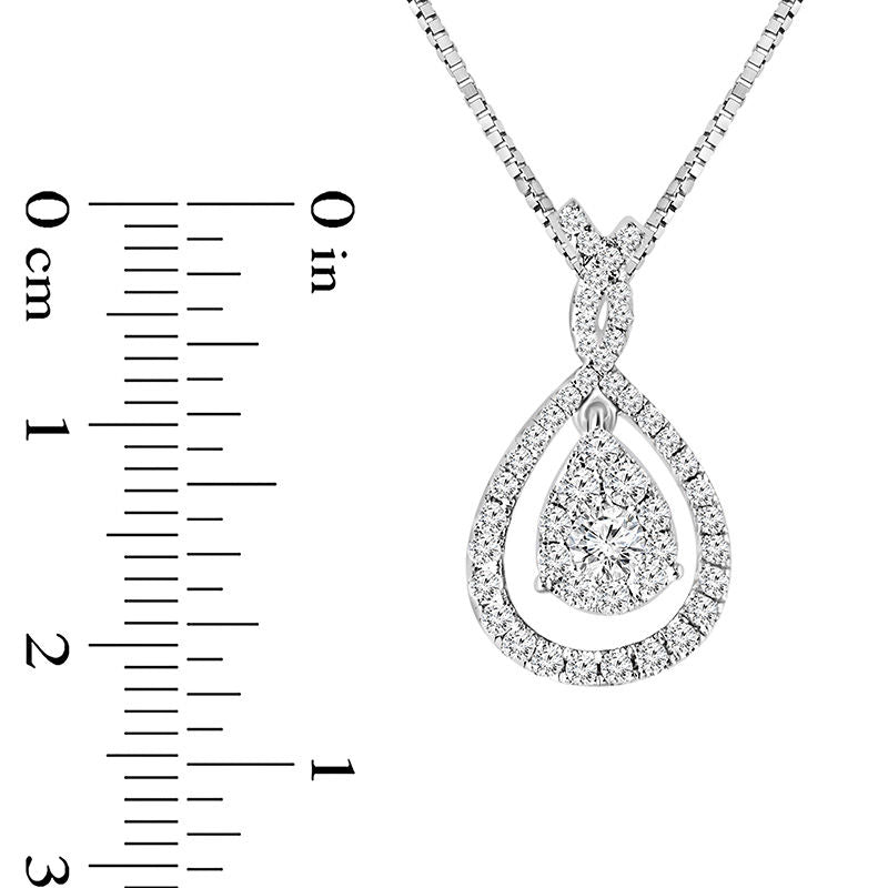 0.63 CT. T.W. Natural Diamond Double Pear-Shaped Twist Pendant in 14K White Gold