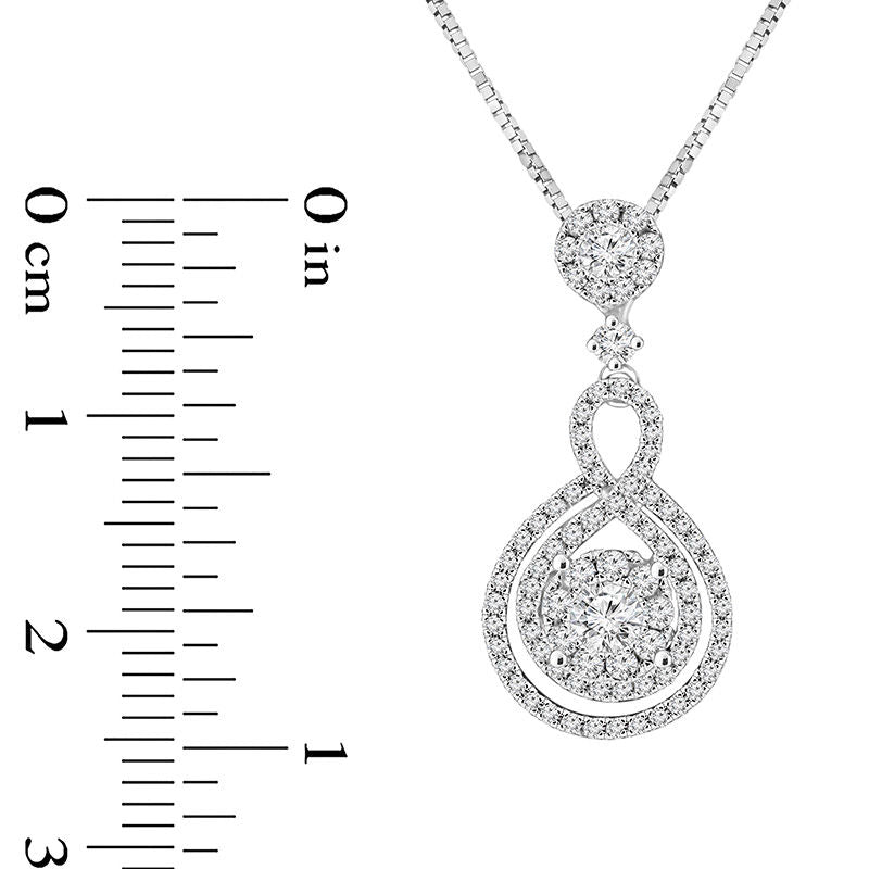 0.63 CT. T.W. Natural Diamond Frame Twist Pendant in 14K White Gold