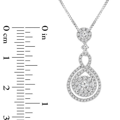 0.63 CT. T.W. Natural Diamond Frame Twist Pendant in 14K White Gold