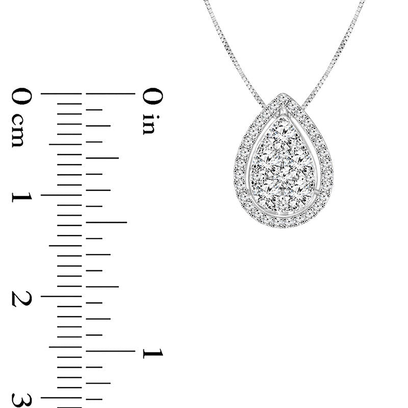 0.5 CT. T.W. Composite Natural Diamond Pear-Shaped Frame Pendant in 14K White Gold