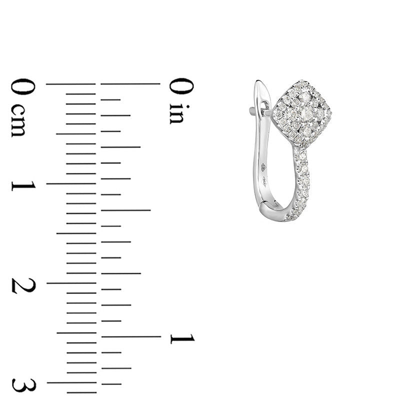 0.5 CT. T.W. Diamond Tilted Square Frame Hoop Earrings in 10K White Gold