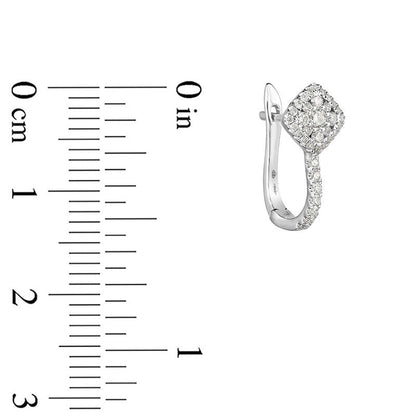 0.5 CT. T.W. Diamond Tilted Square Frame Hoop Earrings in 10K White Gold