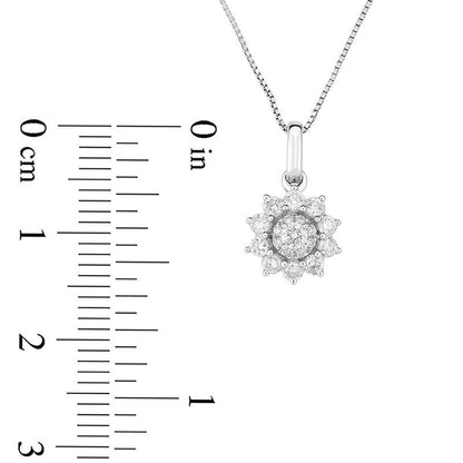 0.33 CT. T.W. Composite Natural Diamond Sunburst Frame Pendant in 10K White Gold
