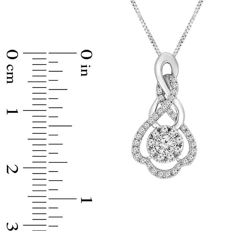 0.5 CT. T.W. Natural Diamond Frame Scallop-Shaped Twist Pendant in 10K White Gold
