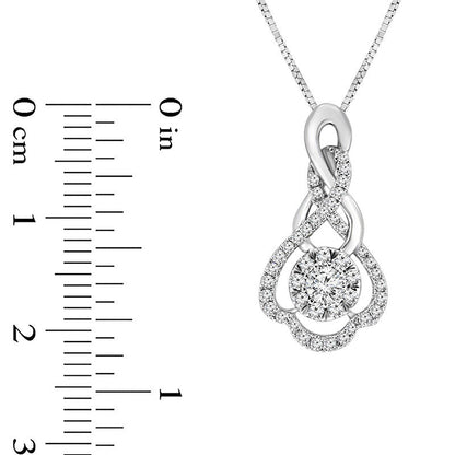 0.5 CT. T.W. Natural Diamond Frame Scallop-Shaped Twist Pendant in 10K White Gold
