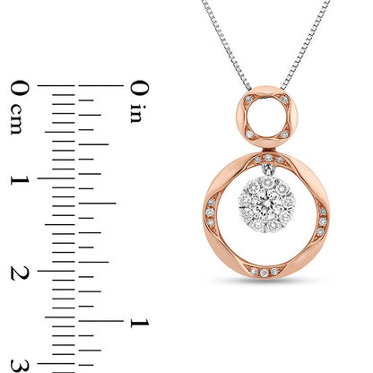 0.33 CT. T.W. Natural Diamond Frame Double Wavy Circle Pendant in 10K Two-Tone Gold