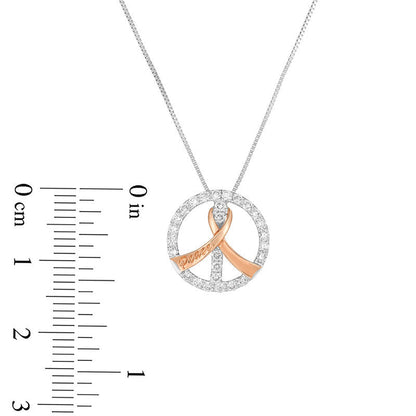 0.38 CT. T.W. Natural Diamond Peace" Ribbon Circle Pendant in 10K Two-Tone Gold"