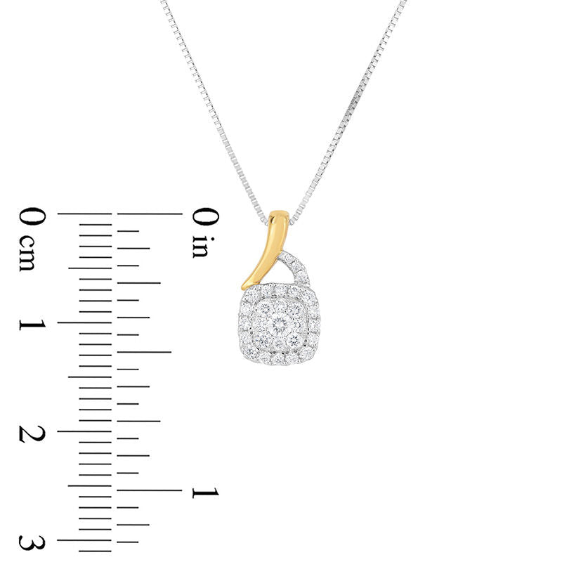 0.25 CT. T.W. Natural Diamond Double Cushion Frame Pendant in 10K Two-Tone Gold