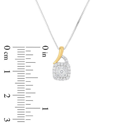 0.25 CT. T.W. Natural Diamond Double Cushion Frame Pendant in 10K Two-Tone Gold