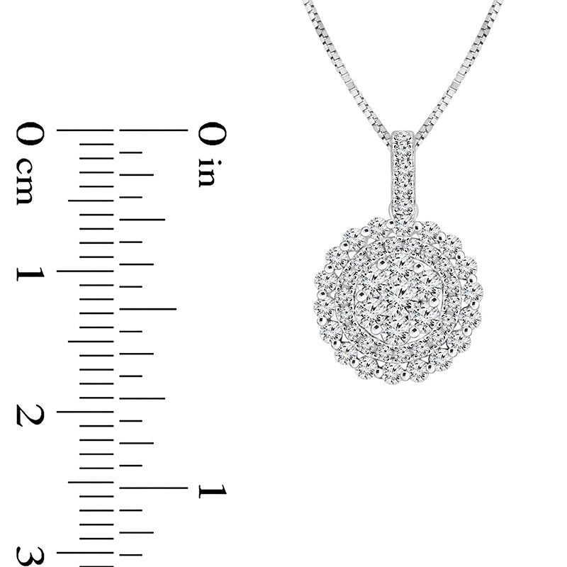 0.75 CT. T.W. Natural Diamond Triple Frame Pendant in 14K White Gold