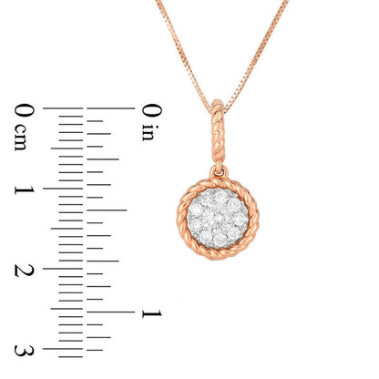 0.38 CT. T.W. Natural Diamond Frame Rope Pendant in 10K Two-Tone Gold