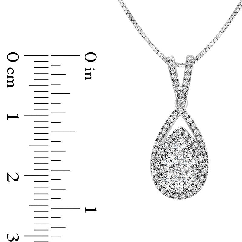 0.75 CT. T.W. Composite Natural Diamond Pear-Shaped Frame Pendant in 14K White Gold