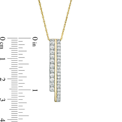Lab-Created White Sapphire Double Bar Pendant in 10K Yellow Gold