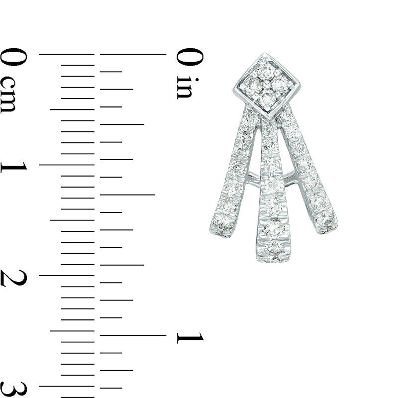 1 CT. T.W. Diamond Fan J-Hoop Earrings in 10K White Gold