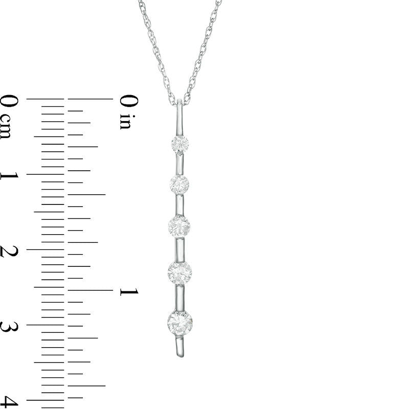 0.5 CT. T.W. Natural Diamond Five Stone Linear Pendant in 10K White Gold