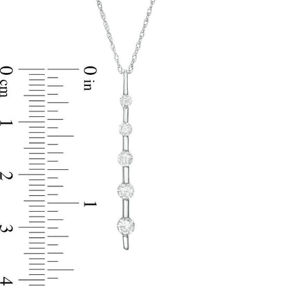 0.5 CT. T.W. Natural Diamond Five Stone Linear Pendant in 10K White Gold