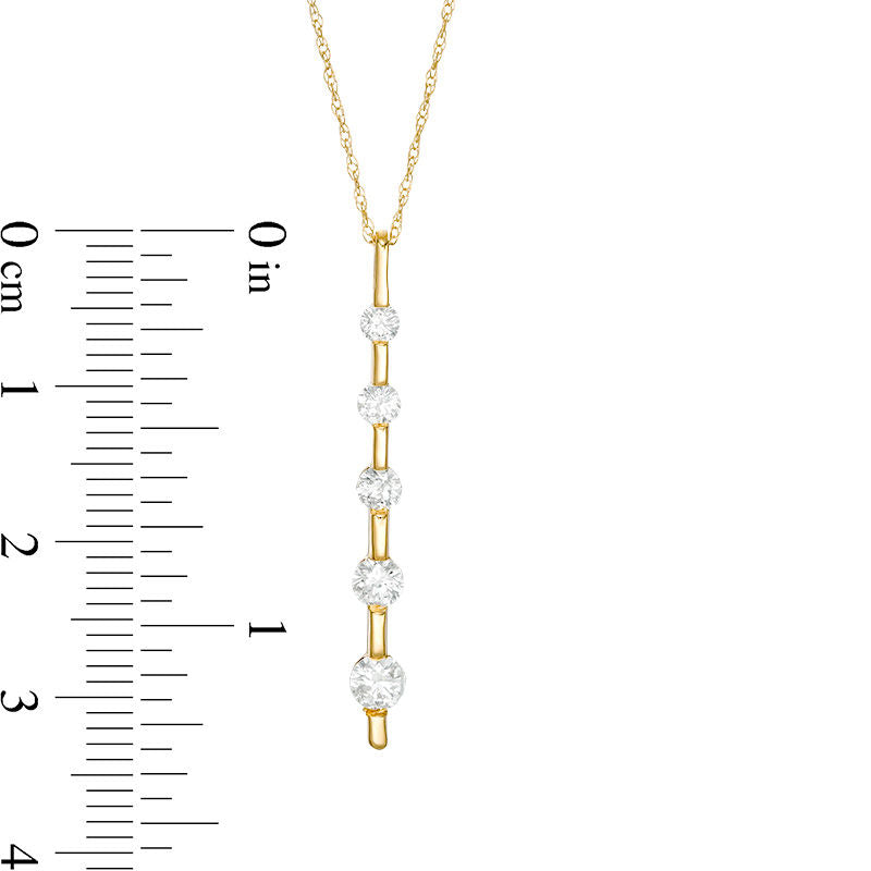 0.5 CT. T.W. Natural Diamond Five Stone Linear Pendant in 10K Yellow Gold