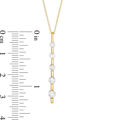 0.5 CT. T.W. Natural Diamond Five Stone Linear Pendant in 10K Yellow Gold