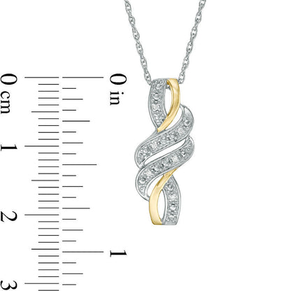 0.05 CT. T.W. Natural Diamond Crossover Wave Pendant in Sterling Silver with 14K Gold Plate