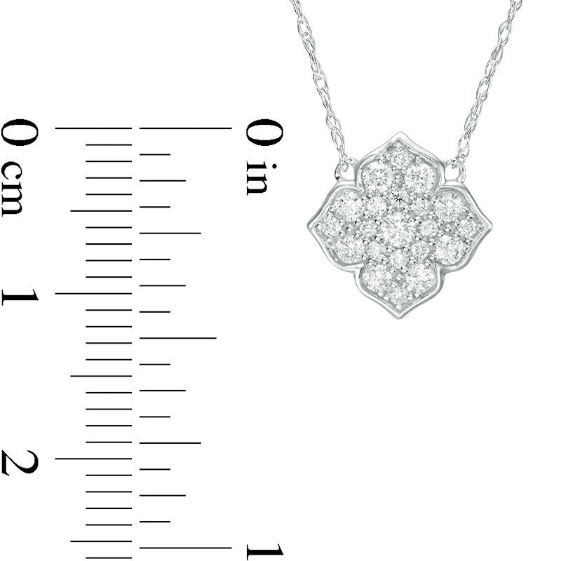 0.25 CT. T.W. Natural Diamond Flower Necklace in 10K White Gold