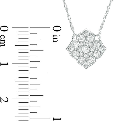 0.25 CT. T.W. Natural Diamond Flower Necklace in 10K White Gold