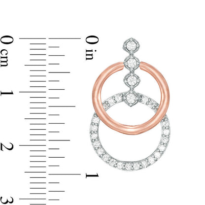 0.75 CT. T.W. Diamond Double Circle Drop Earrings in 10K Rose Gold
