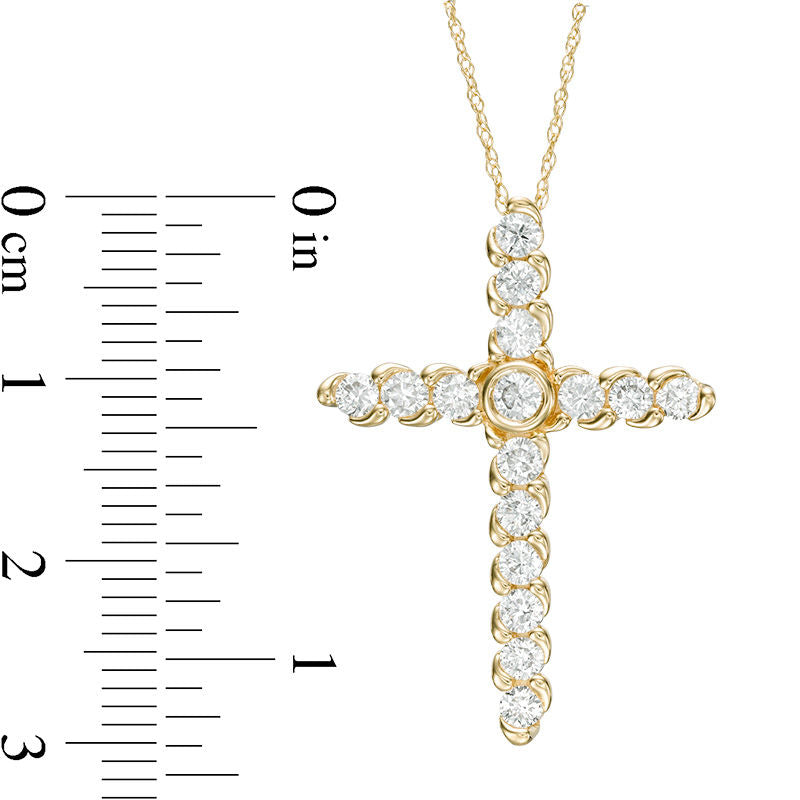 1 CT. T.W. Natural Diamond Cross Pendant in 14K Gold