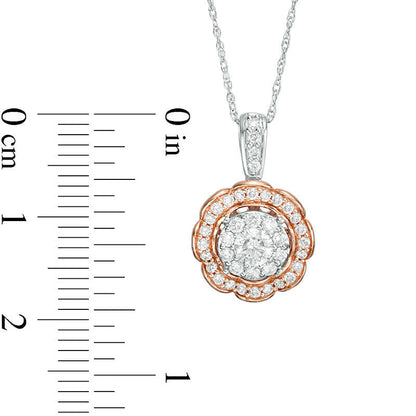 0.5 CT. T.W. Natural Diamond Flower Frame Pendant in 14K Two-Tone Gold