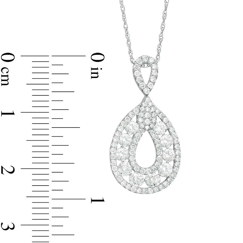 1 CT. T.W. Natural Diamond Double Teardrop Pendant in 14K White Gold