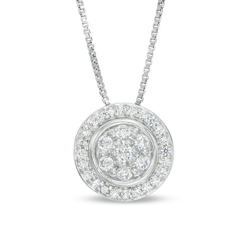 Convertibilities 0.5 CT. T.W. Composite Natural Diamond Circle Three-in-One Pendant in 10K White Gold
