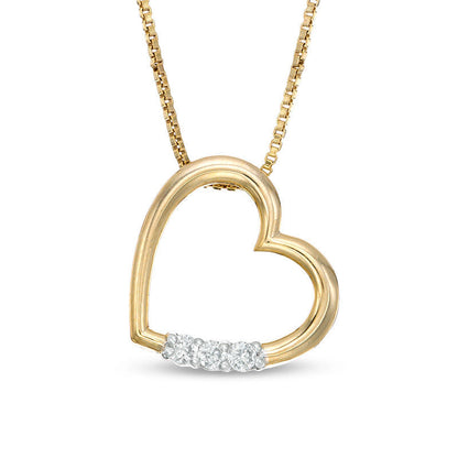 Convertibilities 0.25 CT. T.W. Composite Natural Diamond Heart Three-in-One Pendant in Sterling Silver with 14K Gold Plate
