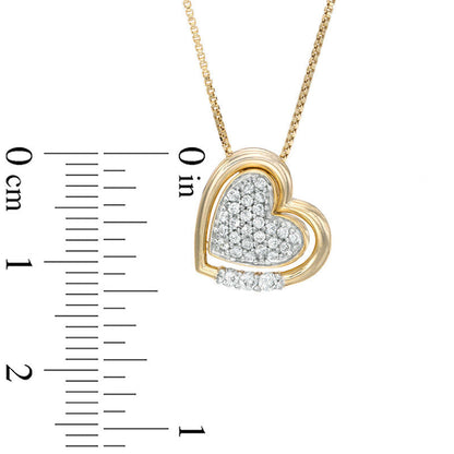 Convertibilities 0.25 CT. T.W. Composite Natural Diamond Heart Three-in-One Pendant in Sterling Silver with 14K Gold Plate