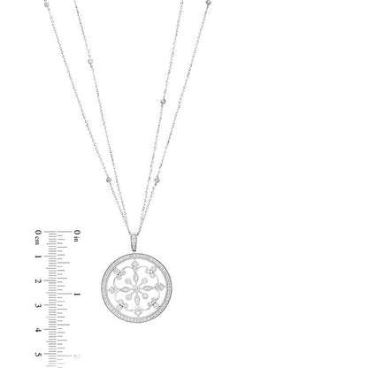 1 CT. T.W. Natural Diamond Filigree Antique Vintage-Style Medallion Pendant in 14K White Gold