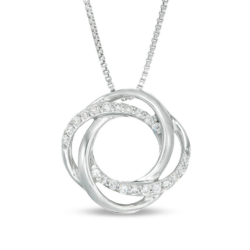 Convertibilities 0.38 CT. T.W. Natural Diamond Swirl Three-in-One Pendant in 10K White Gold