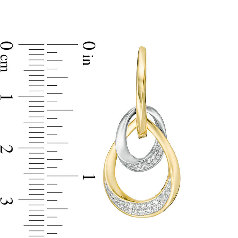 0.33 CT. T.W. Diamond Oval Twist Doorknocker Drop Earrings in 10K Two-Tone Gold