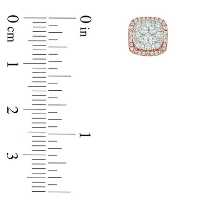 0.5 CT. T.W. Composite Diamond Cushion Frame Stud Earrings in 10K Two-Tone Gold