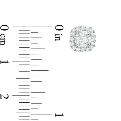 1 CT. T.W. Diamond Cushion Frame Stud Earrings in 10K White Gold