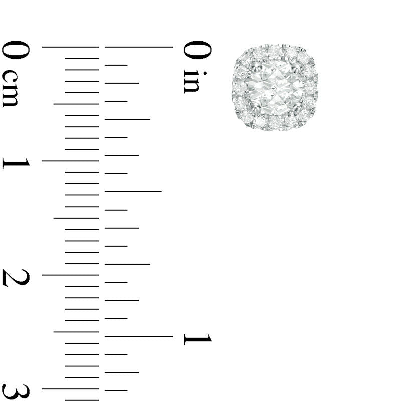 1 CT. T.W. Diamond Cushion Frame Stud Earrings in 10K White Gold
