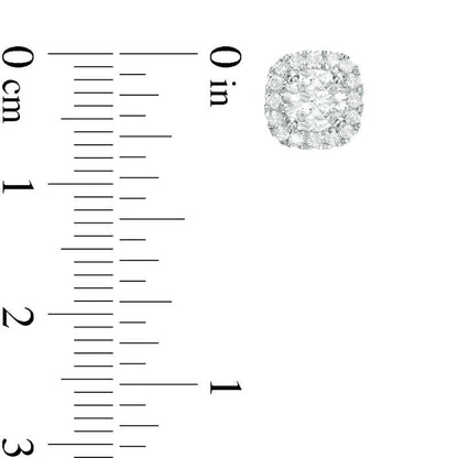 1 CT. T.W. Diamond Cushion Frame Stud Earrings in 10K White Gold