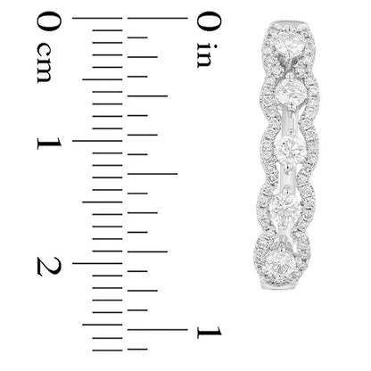 0.88 CT. T.W. Diamond Scallop Hoop Earrings in 14K White Gold (G/SI2)