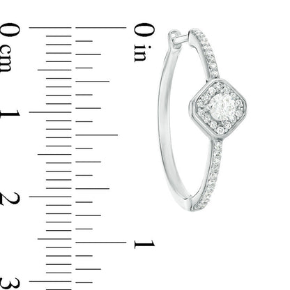 0.75 CT. T.W. Diamond Tilted Square on Hoop Earrings in 10K White Gold