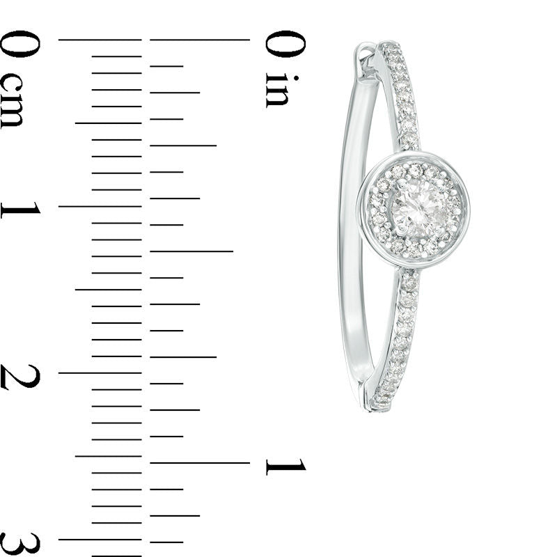 0.75 CT. T.W. Diamond Frame on Hoop Earrings in 10K White Gold