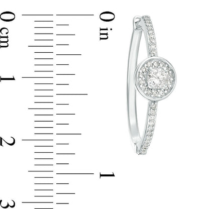 0.75 CT. T.W. Diamond Frame on Hoop Earrings in 10K White Gold