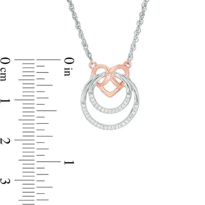 0.1 CT. T.W. Natural Diamond Infinity Heart and Double Circle Necklace in Sterling Silver and 10K Rose Gold - 17.41