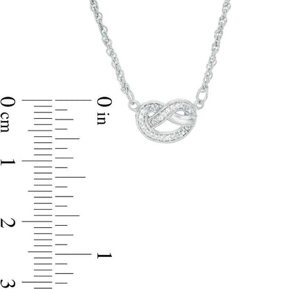 0.05 CT. T.W. Natural Diamond Love Knot Pretzel Necklace in Sterling Silver - 17.5