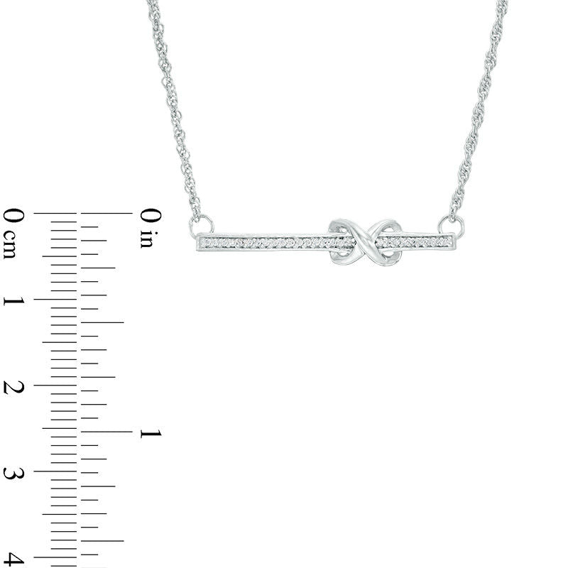 0.07 CT. T.W. Natural Diamond Infinity Knot Bar Necklace in Sterling Silver - 16.75